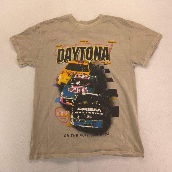 PacSun Daytona Crew Neck Short Sleeve Striped T Shirt Mens Size Small S Tan - Picture 2 of 9